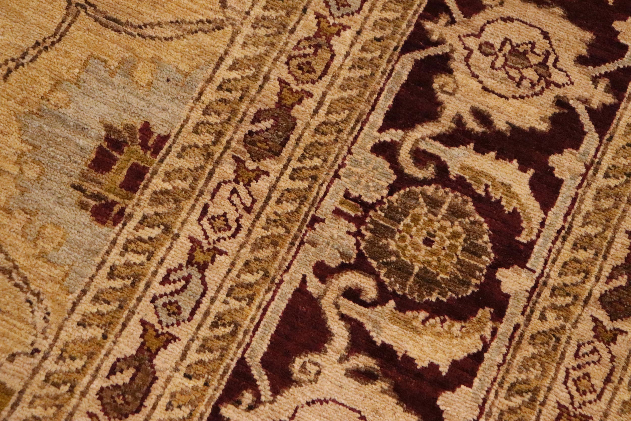 handmade Traditional Kafkaz Lt. Gold Burgundy Hand Knotted RECTANGLE 100% WOOL area rug 9x12