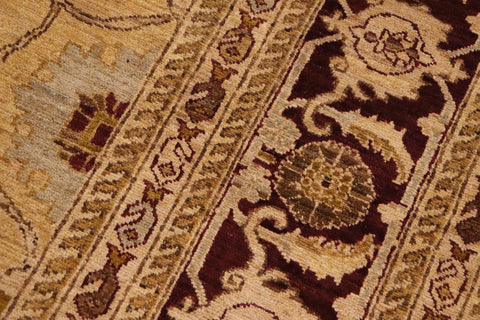 handmade Traditional Kafkaz Lt. Gold Burgundy Hand Knotted RECTANGLE 100% WOOL area rug 9x12