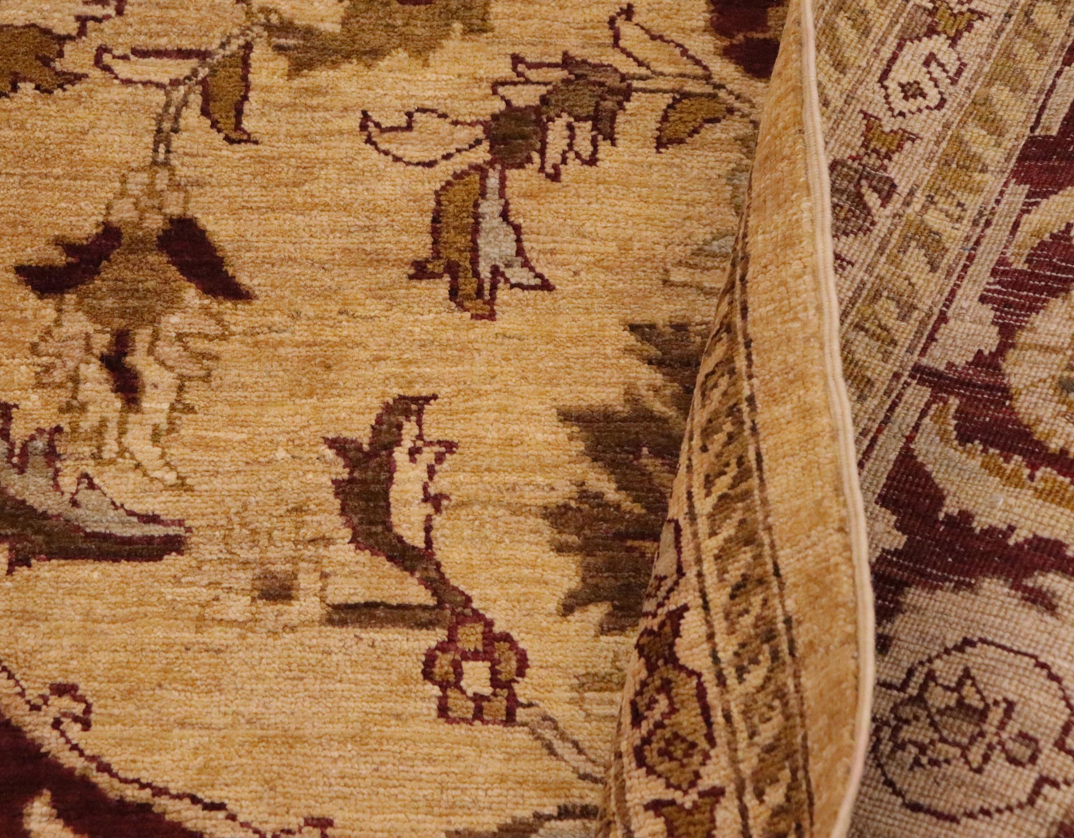 handmade Traditional Kafkaz Lt. Gold Burgundy Hand Knotted RECTANGLE 100% WOOL area rug 9x12