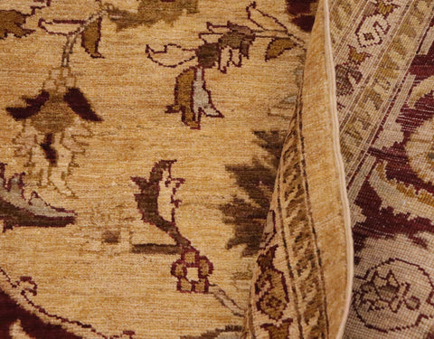 handmade Traditional Kafkaz Lt. Gold Burgundy Hand Knotted RECTANGLE 100% WOOL area rug 9x12