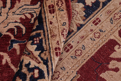 handmade Traditional Kafkaz Red Blue Hand Knotted RECTANGLE 100% WOOL area rug 9x12