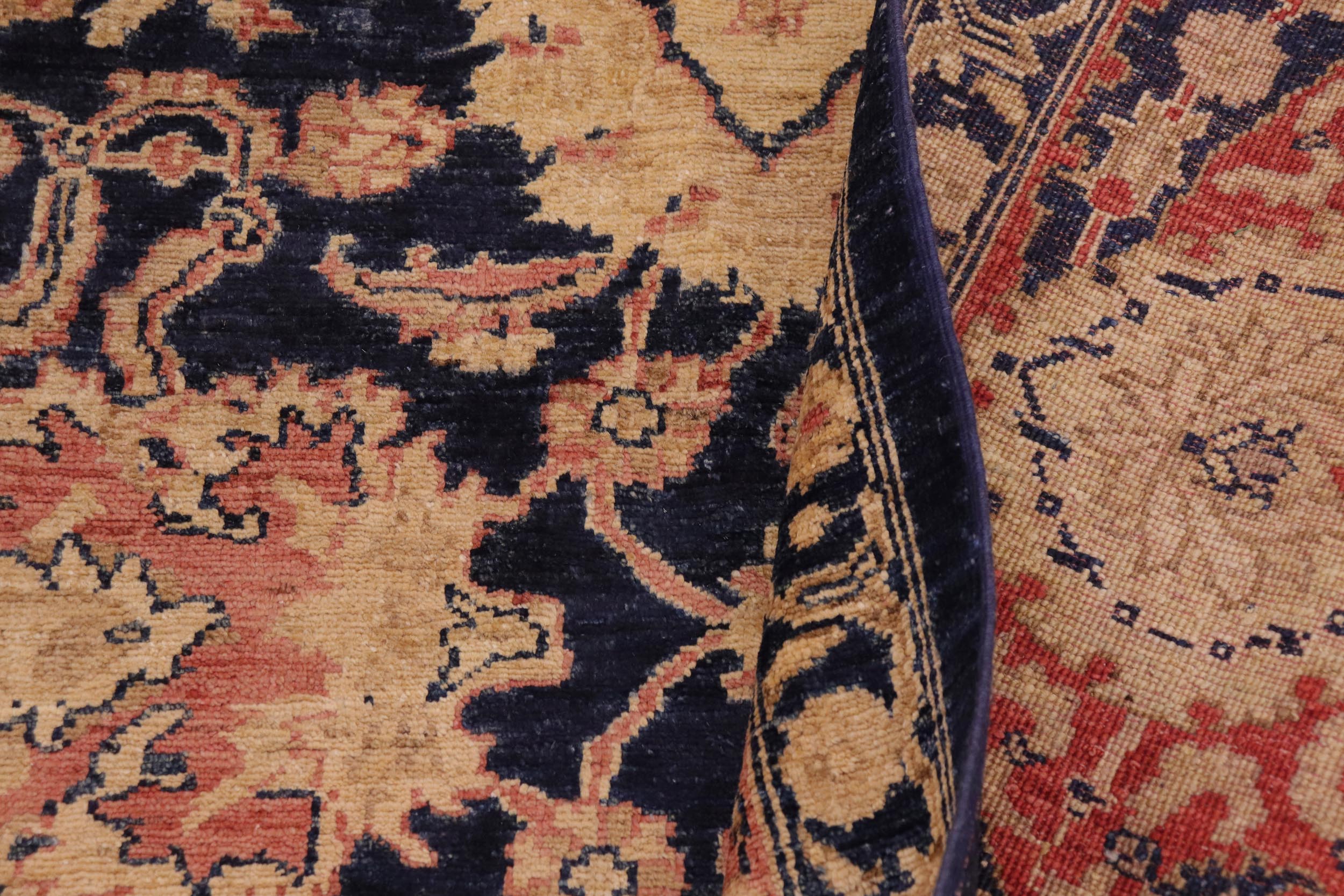 handmade Traditional Kafkaz Blue Salmon Hand Knotted RECTANGLE 100% WOOL area rug 9x12