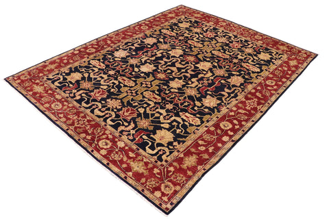 handmade Transitional Kafkaz Blue Red Hand Knotted RECTANGLE 100% WOOL area rug 9' x 12'