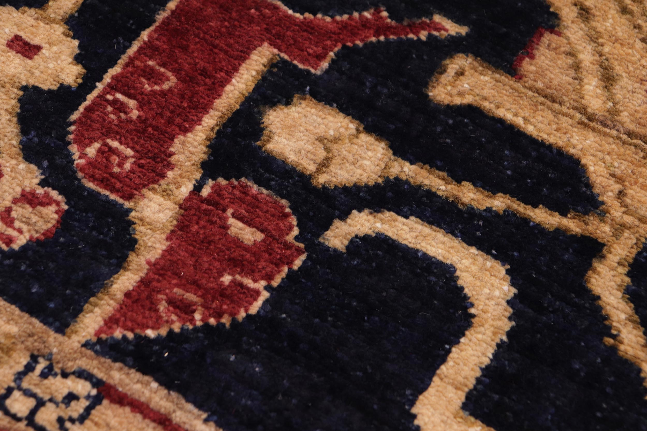 handmade Transitional Kafkaz Blue Red Hand Knotted RECTANGLE 100% WOOL area rug 9' x 12'
