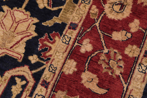 handmade Transitional Kafkaz Blue Red Hand Knotted RECTANGLE 100% WOOL area rug 9' x 12'