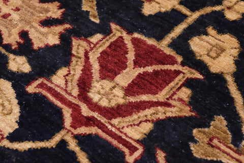 handmade Transitional Kafkaz Blue Red Hand Knotted RECTANGLE 100% WOOL area rug 9' x 12'