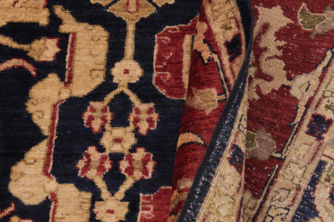 handmade Transitional Kafkaz Blue Red Hand Knotted RECTANGLE 100% WOOL area rug 9' x 12'