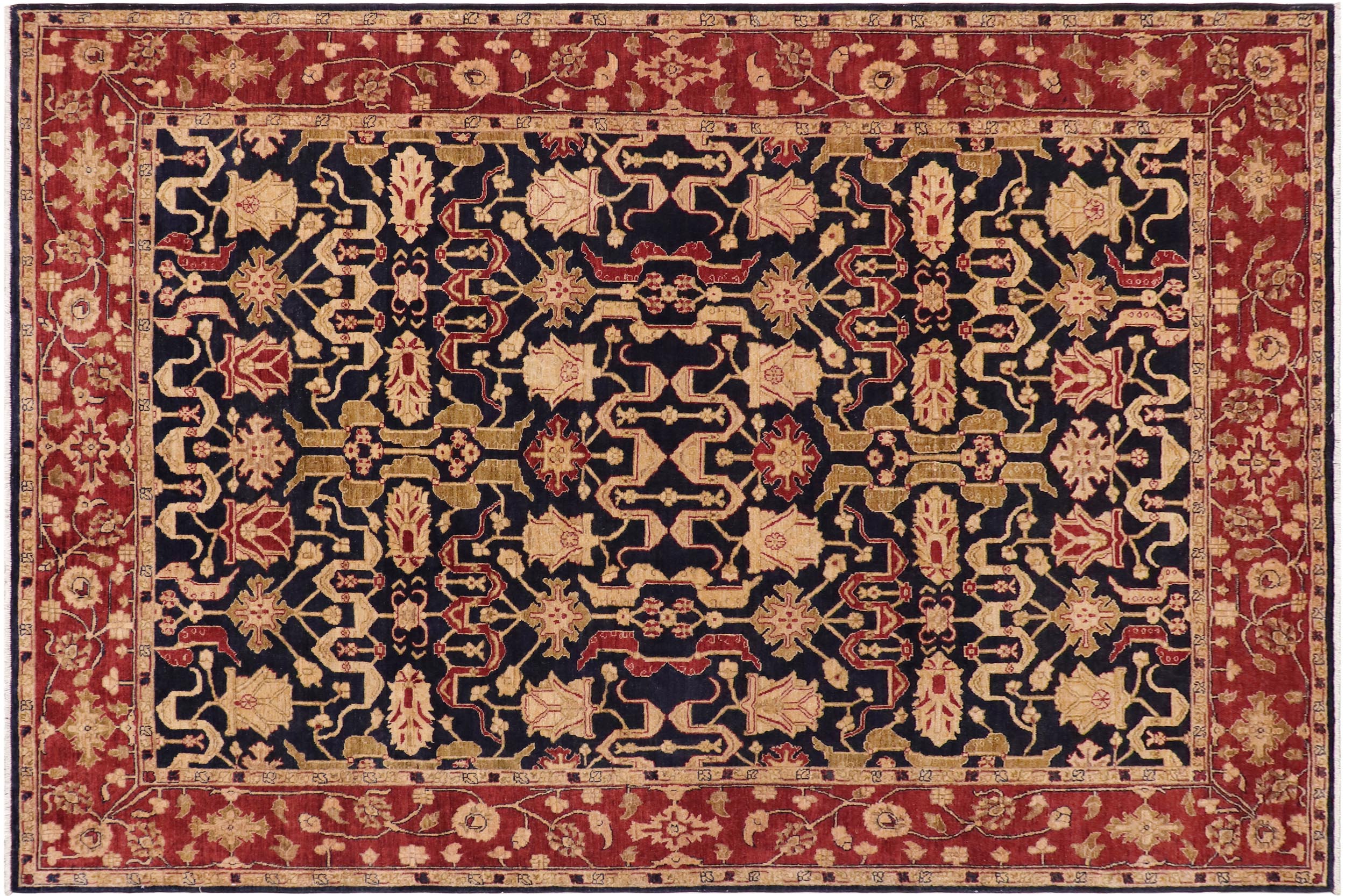 handmade Transitional Kafkaz Blue Red Hand Knotted RECTANGLE 100% WOOL area rug 9' x 12'