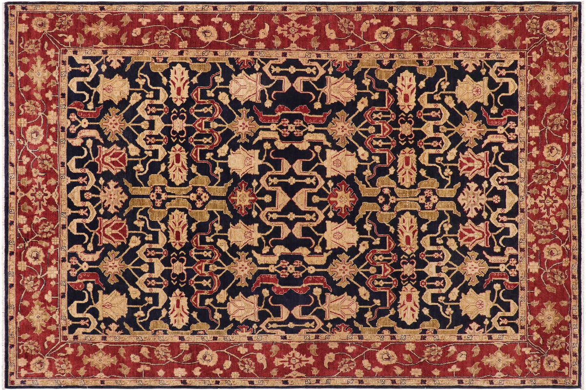 handmade Transitional Kafkaz Blue Red Hand Knotted RECTANGLE 100% WOOL area rug 9' x 12'