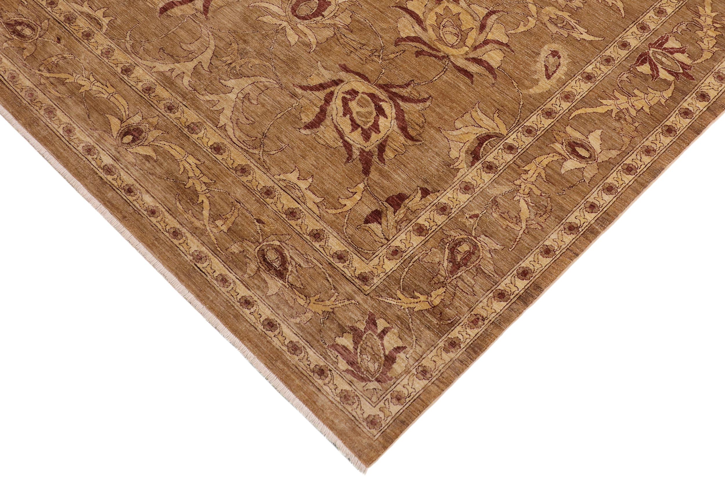 handmade Transitional Kafkaz Taupe Beige Hand Knotted RECTANGLE 100% WOOL area rug 9' x 12'