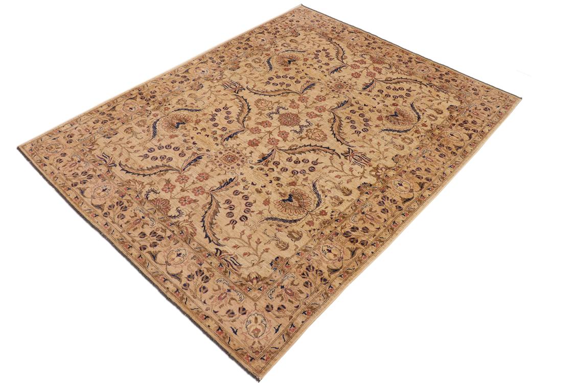 handmade Transitional Kafkaz Beige Tan Hand Knotted RECTANGLE 100% WOOL area rug 9' x 12'