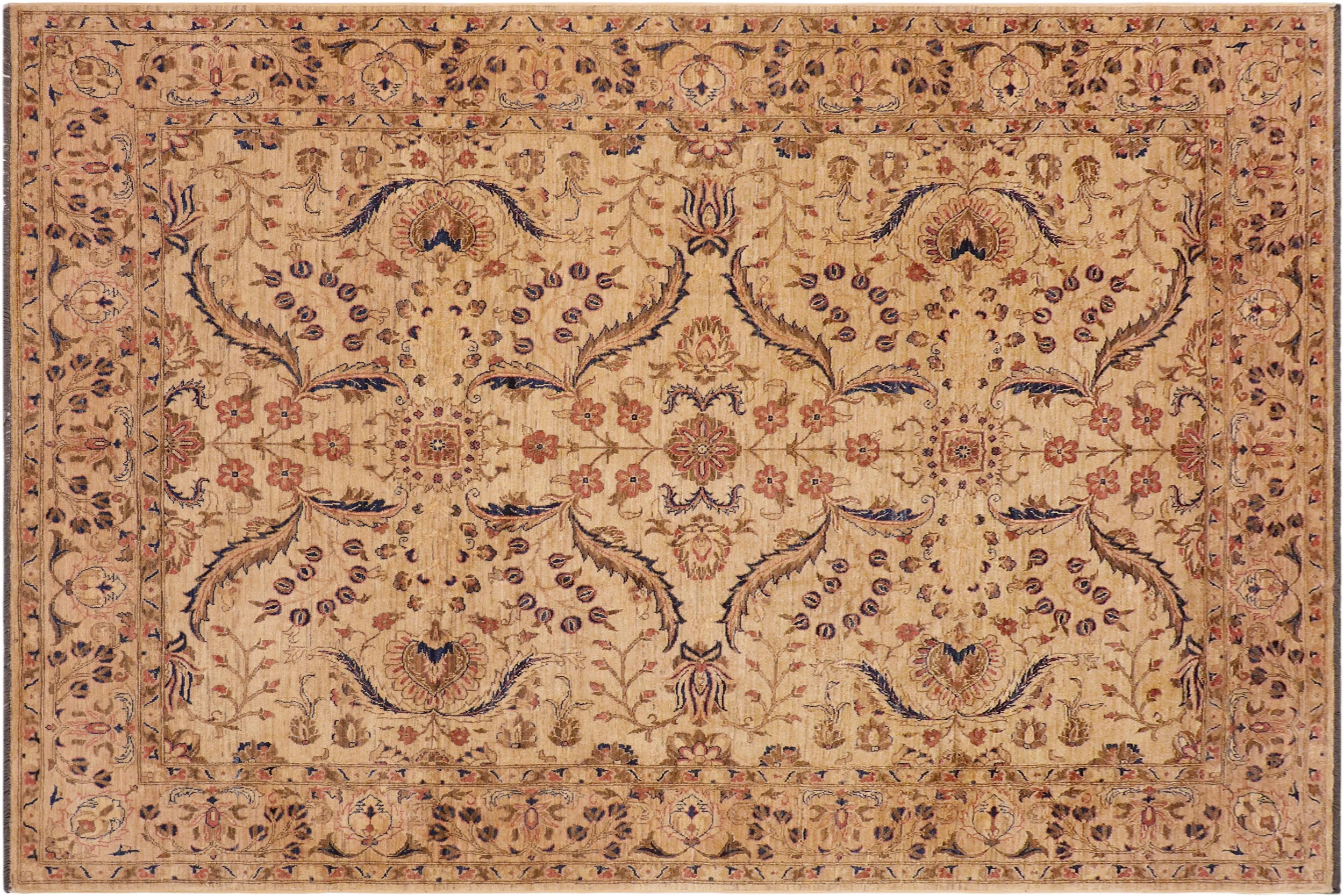 handmade Transitional Kafkaz Beige Tan Hand Knotted RECTANGLE 100% WOOL area rug 9' x 12'