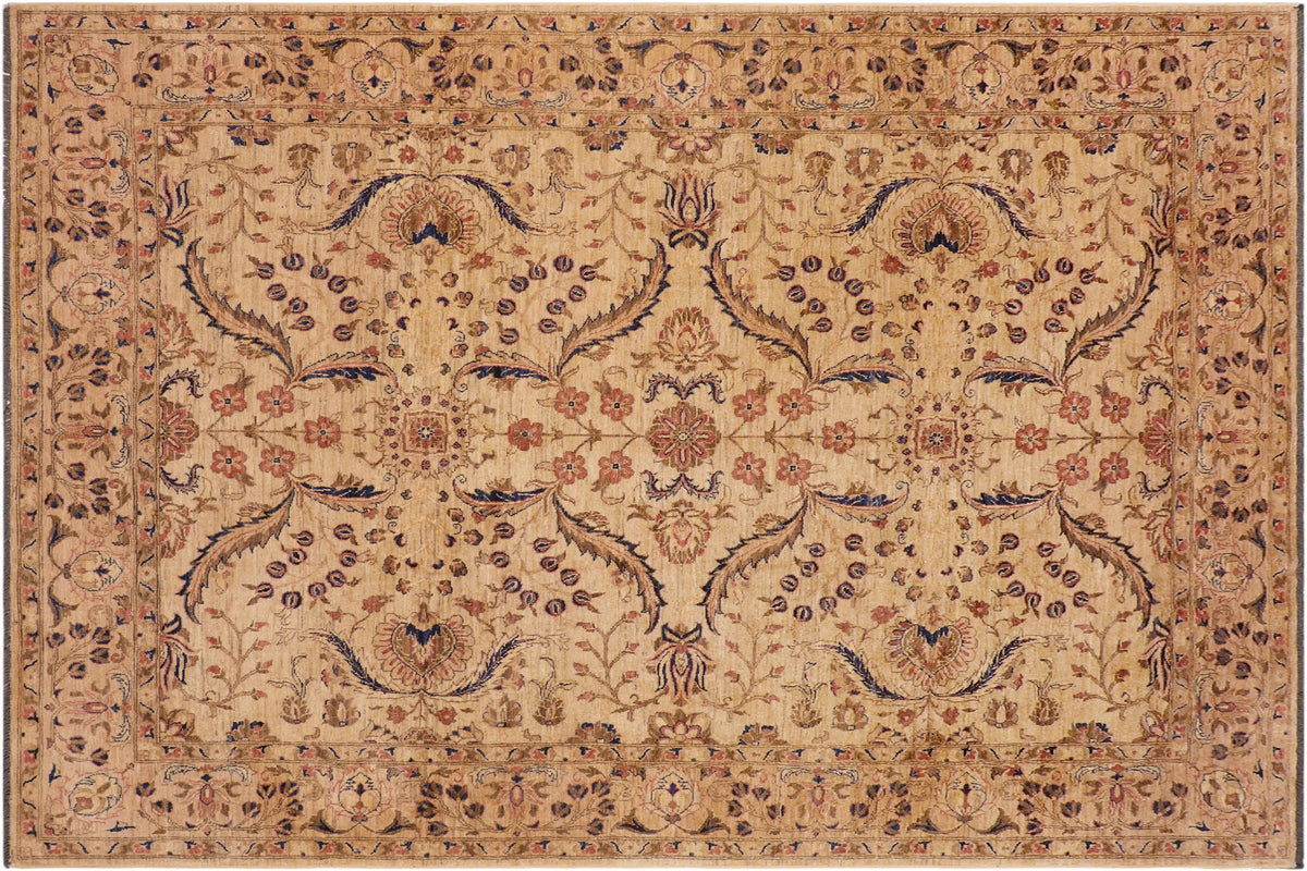 handmade Transitional Kafkaz Beige Tan Hand Knotted RECTANGLE 100% WOOL area rug 9' x 12'