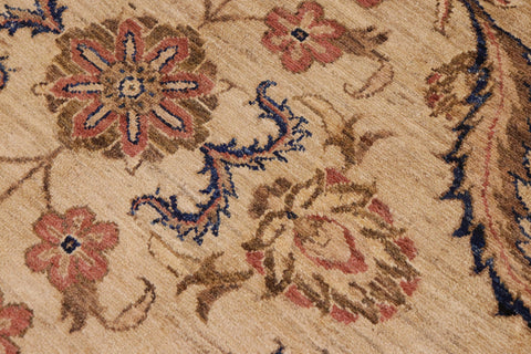 handmade Transitional Kafkaz Beige Tan Hand Knotted RECTANGLE 100% WOOL area rug 9' x 12'