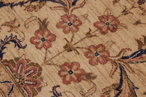 handmade Transitional Kafkaz Beige Tan Hand Knotted RECTANGLE 100% WOOL area rug 9' x 12'