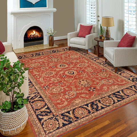 handmade Traditional Kafkaz Peach Blue Hand Knotted RECTANGLE 100% WOOL area rug 9X11