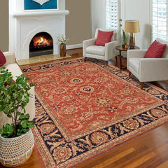 handmade Traditional Kafkaz Peach Blue Hand Knotted RECTANGLE 100% WOOL area rug 9X11