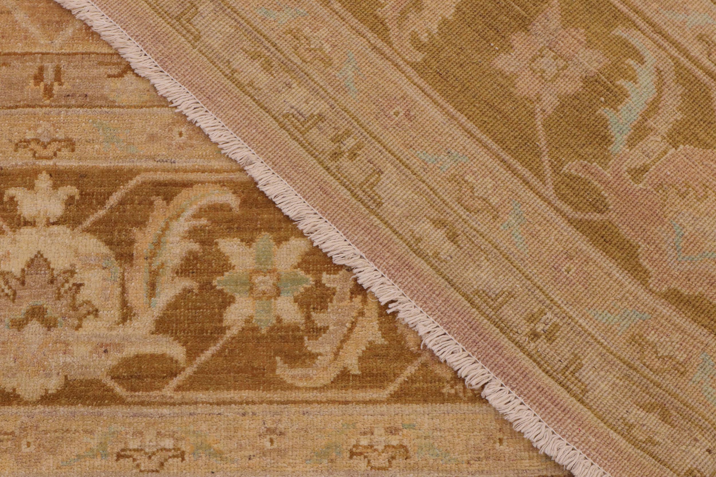 handmade Traditional Kafkaz Tan Gold Hand Knotted RECTANGLE 100% WOOL area rug 9x12