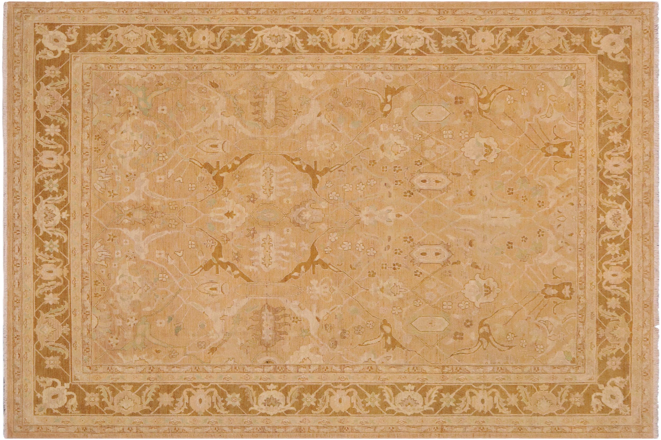 handmade Traditional Kafkaz Tan Gold Hand Knotted RECTANGLE 100% WOOL area rug 9x12