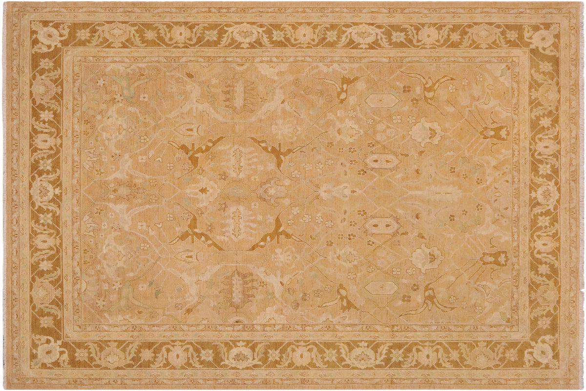 handmade Traditional Kafkaz Tan Gold Hand Knotted RECTANGLE 100% WOOL area rug 9x12