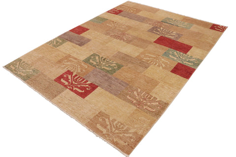 handmade Modern Gabbeh Beige Tan Hand Knotted RECTANGLE 100% WOOL area rug 9' x 12'