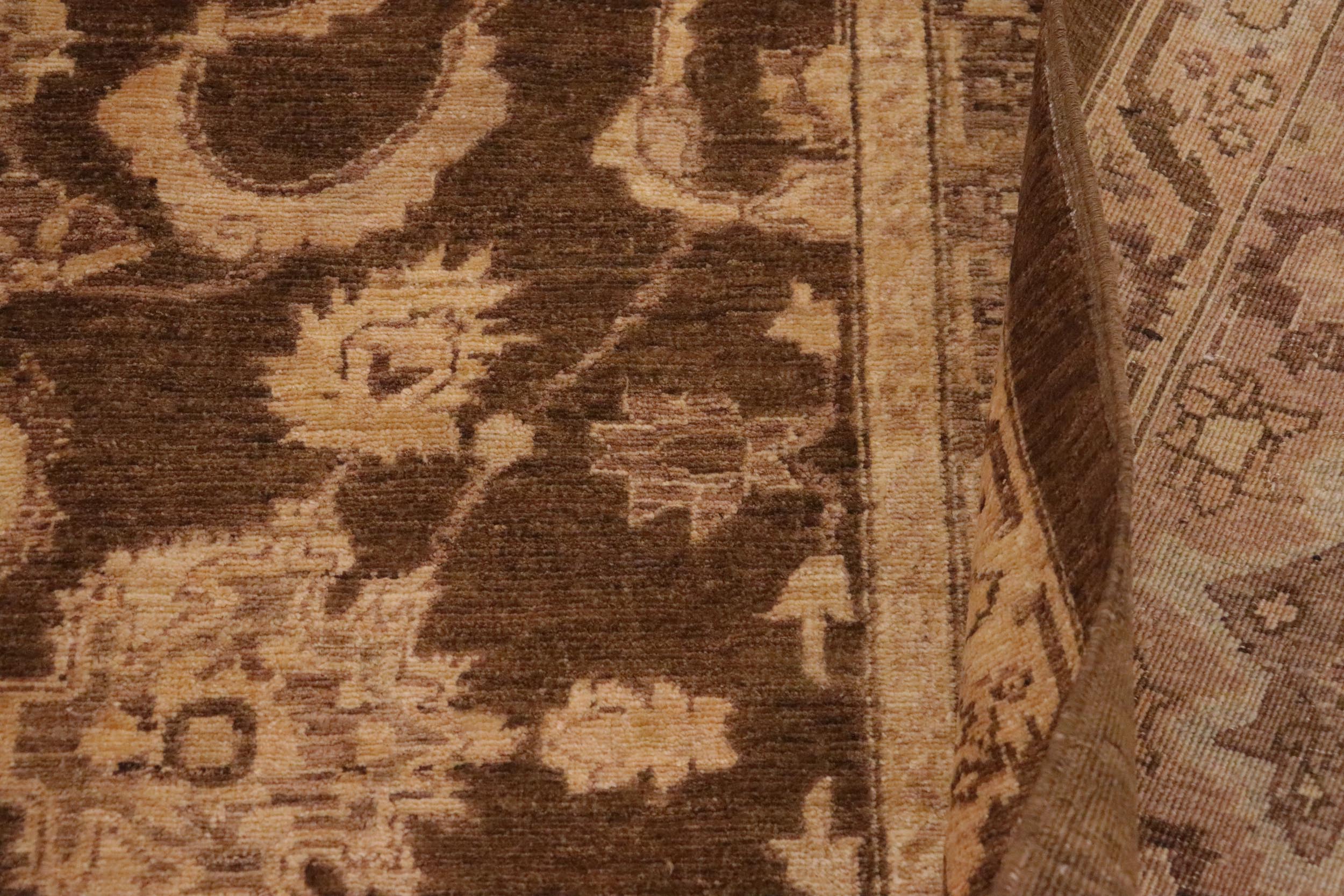handmade Traditional Kafkaz Brown Tan Hand Knotted RECTANGLE 100% WOOL area rug 9x12