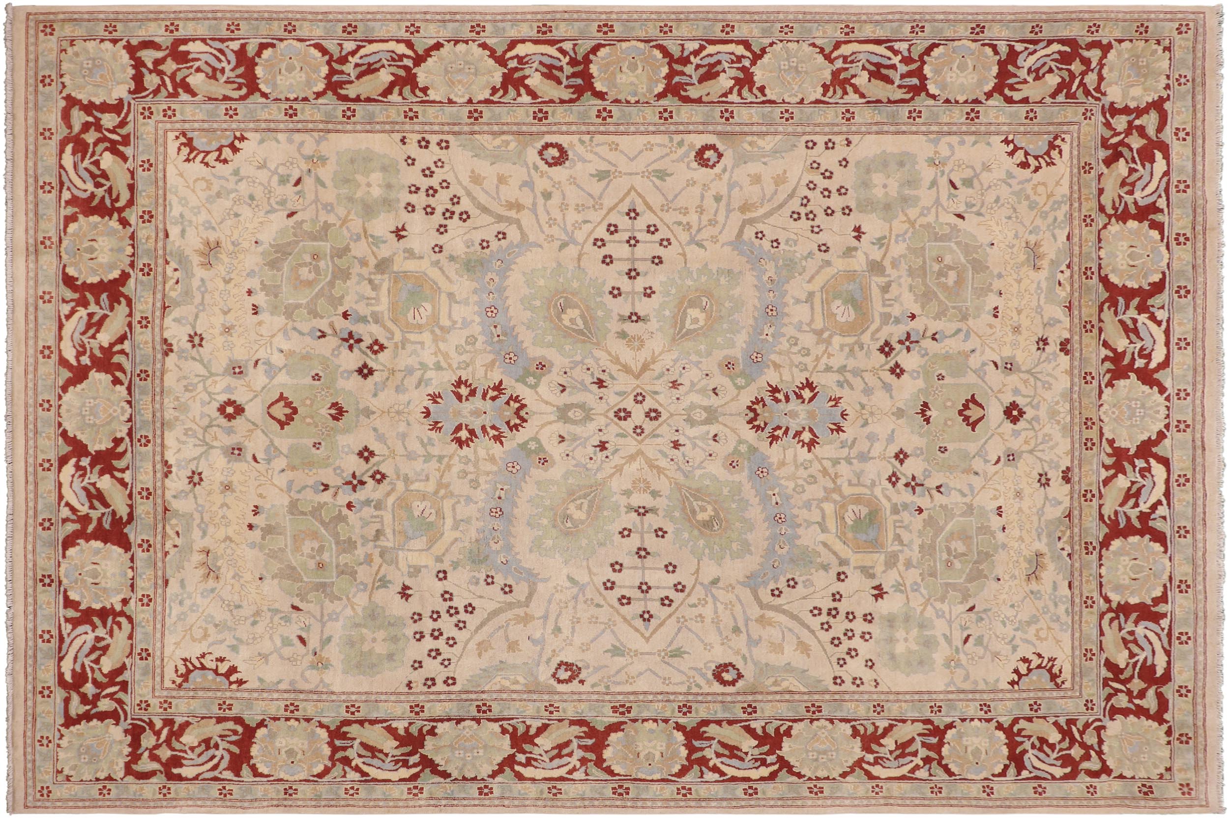 handmade Traditional Kafkaz Beige Rust Hand Knotted RECTANGLE 100% WOOL area rug 9x12