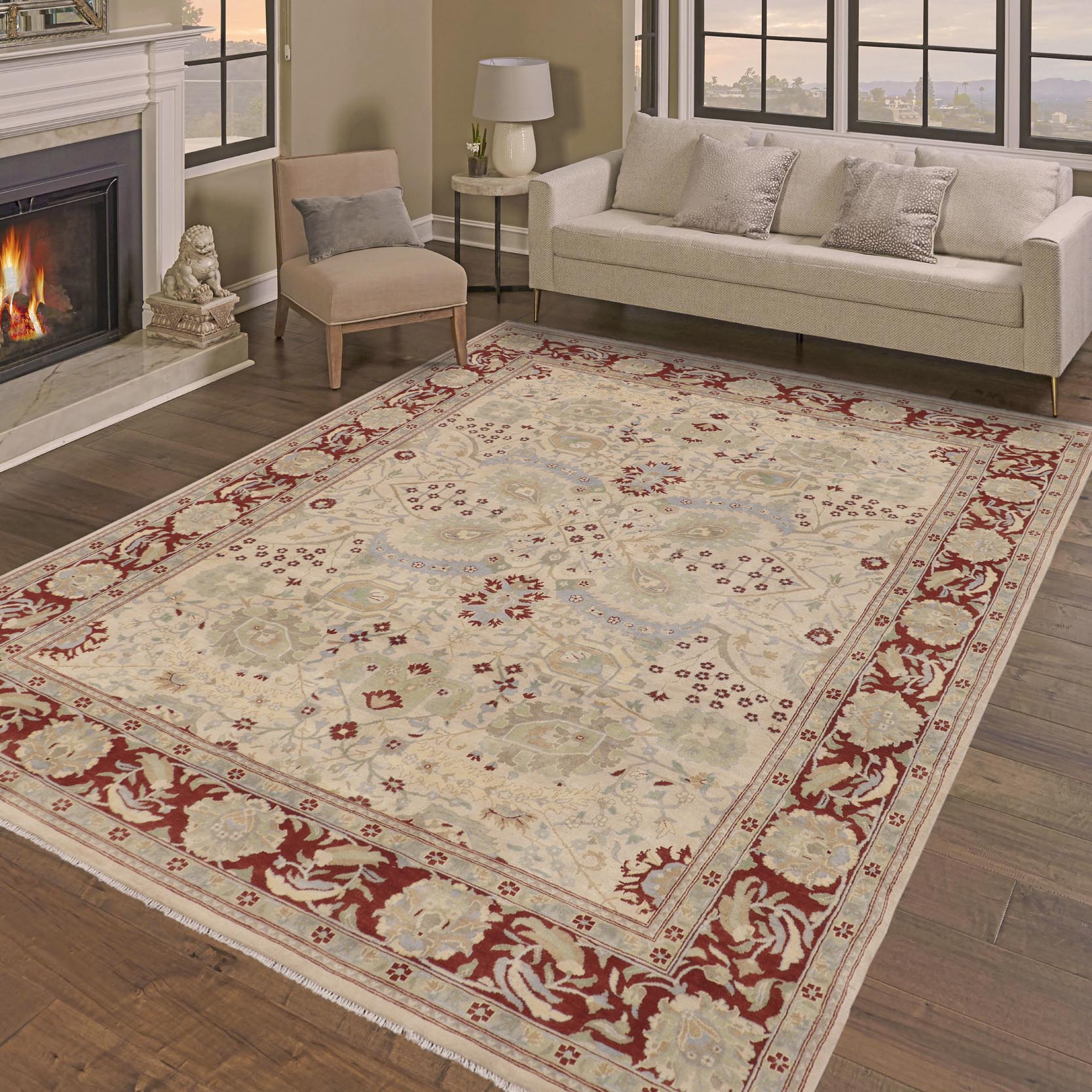 handmade Traditional Kafkaz Beige Rust Hand Knotted RECTANGLE 100% WOOL area rug 9x12