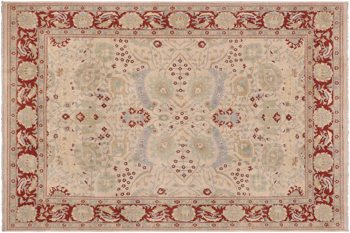 handmade Traditional Kafkaz Beige Rust Hand Knotted RECTANGLE 100% WOOL area rug 9x12