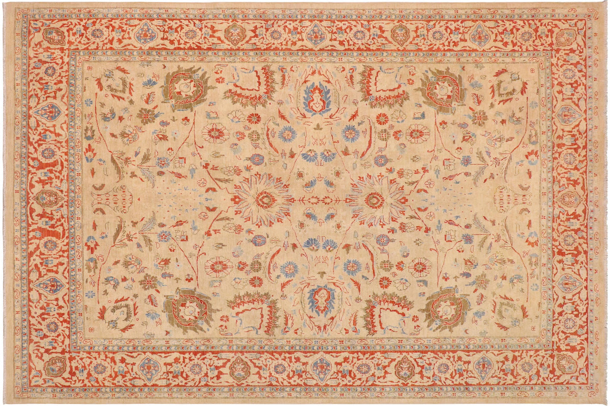 handmade Traditional Kafkaz Tan Rust Hand Knotted RECTANGLE 100% WOOL area rug 9x12