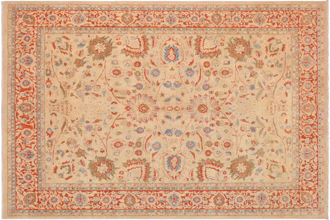 handmade Traditional Kafkaz Tan Rust Hand Knotted RECTANGLE 100% WOOL area rug 9x12