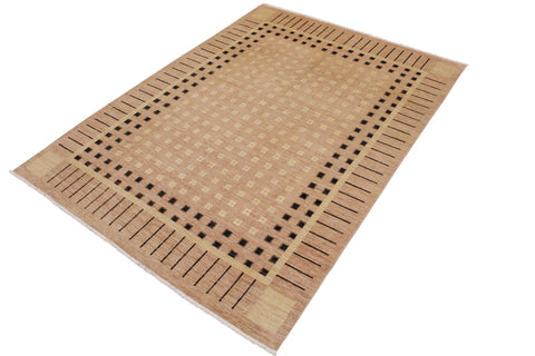 handmade Modern Kafkaz Nude Tan Hand Knotted RECTANGLE 100% WOOL area rug 9' x 12'
