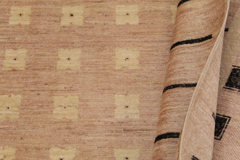 handmade Modern Kafkaz Nude Tan Hand Knotted RECTANGLE 100% WOOL area rug 9' x 12'