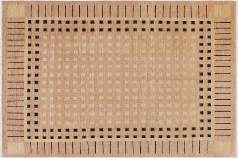 handmade Modern Kafkaz Nude Tan Hand Knotted RECTANGLE 100% WOOL area rug 9' x 12'