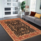 handmade Traditional Kafkaz Black Rust Hand Knotted RECTANGLE 100% WOOL area rug 9 x 12