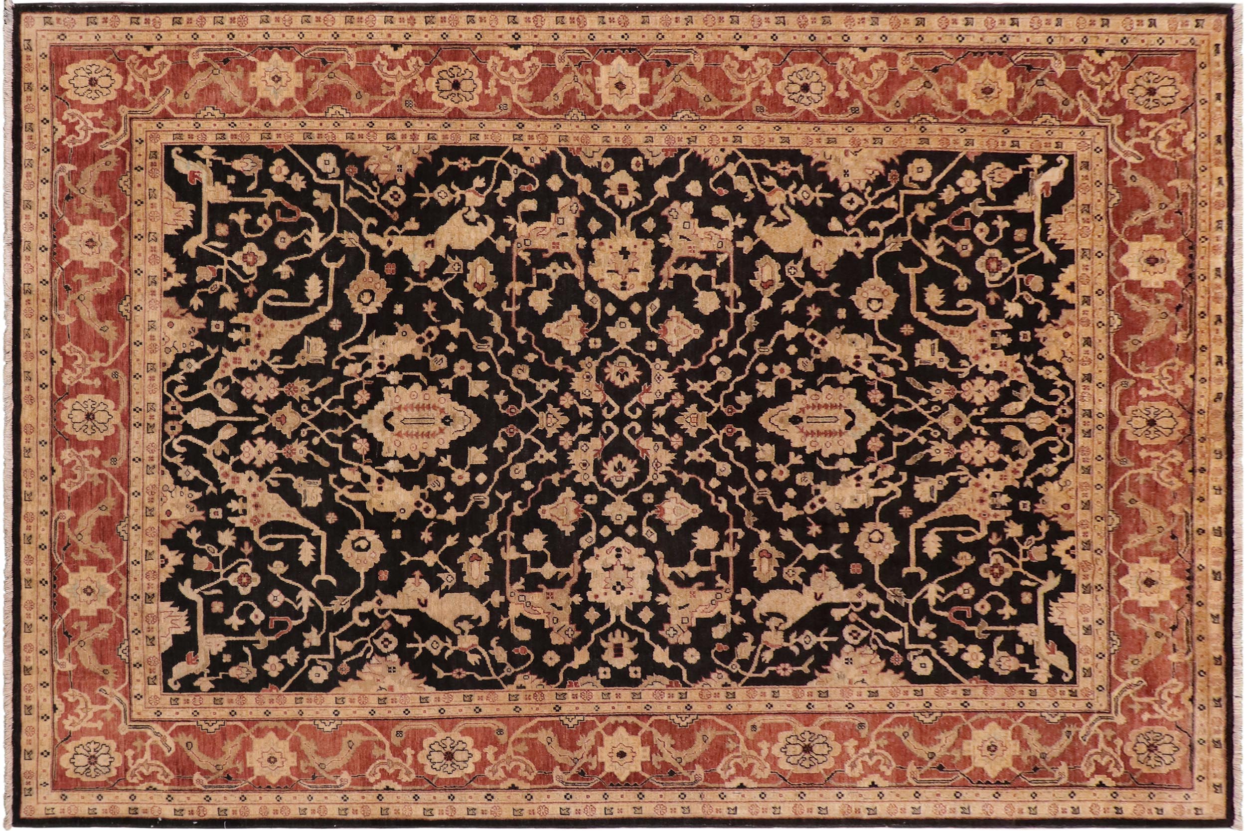 handmade Transitional Kafkaz Black Rust Hand Knotted RECTANGLE 100% WOOL area rug 9' x 12'