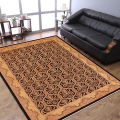 handmade Transitional Kafkaz Brown Tan Hand Knotted RECTANGLE 100% WOOL area rug 9X12