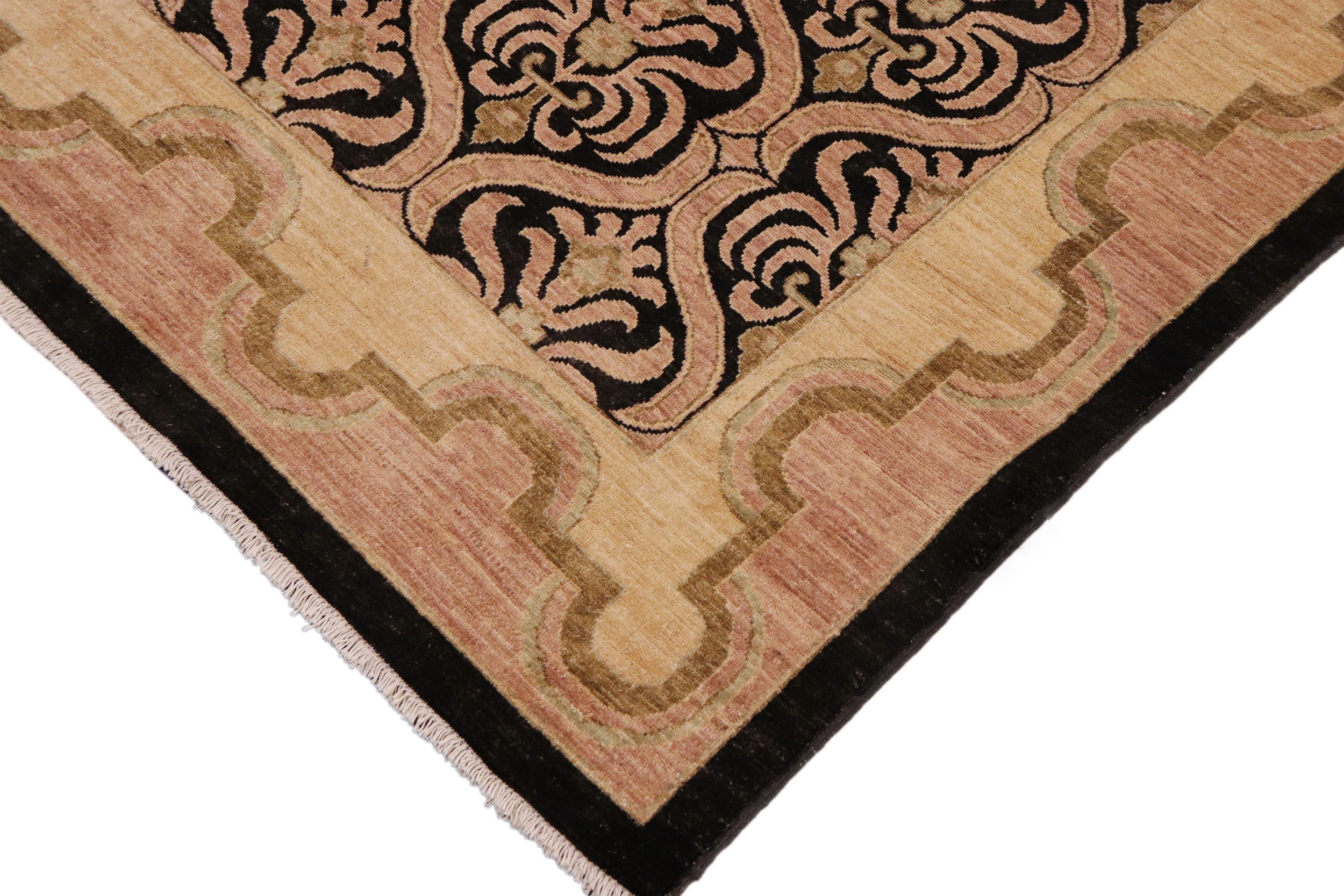 handmade Transitional Kafkaz Brown Tan Hand Knotted RECTANGLE 100% WOOL area rug 9' x 12'