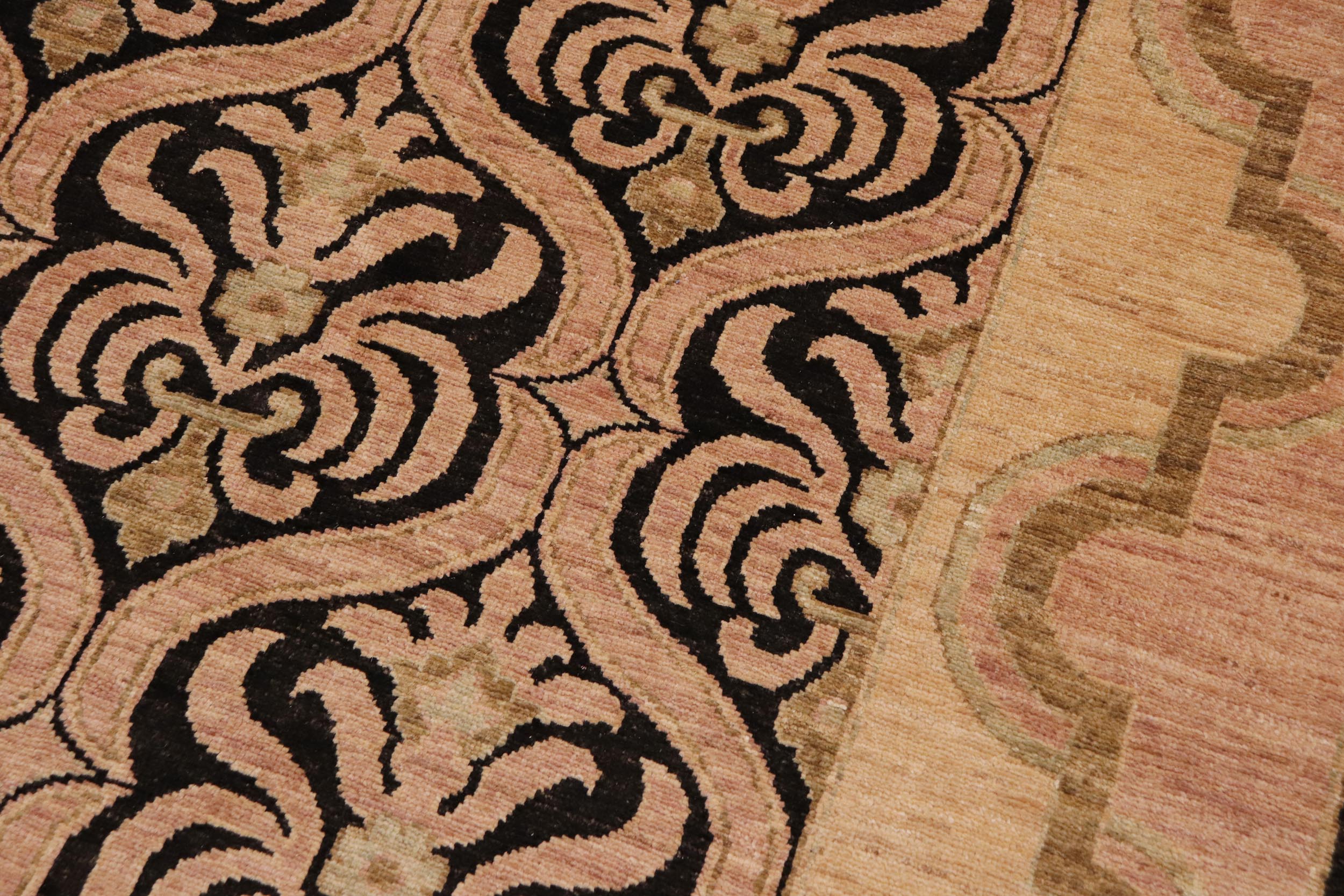 handmade Transitional Kafkaz Brown Tan Hand Knotted RECTANGLE 100% WOOL area rug 9' x 12'