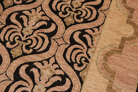 handmade Transitional Kafkaz Brown Tan Hand Knotted RECTANGLE 100% WOOL area rug 9' x 12'