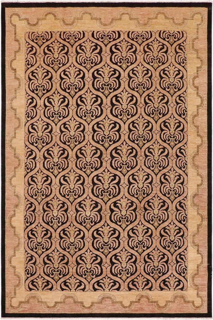 handmade Transitional Kafkaz Brown Tan Hand Knotted RECTANGLE 100% WOOL area rug 9X12