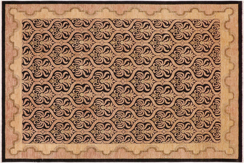handmade Transitional Kafkaz Brown Tan Hand Knotted RECTANGLE 100% WOOL area rug 9' x 12'