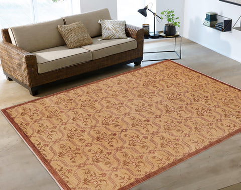 handmade Transitional Kafkaz Tan Brown Hand Knotted RECTANGLE 100% WOOL area rug 9' x 12'