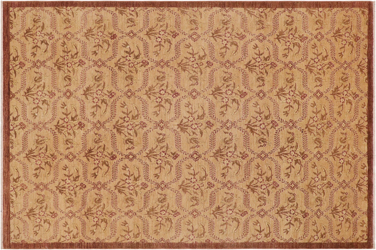 handmade Transitional Kafkaz Tan Brown Hand Knotted RECTANGLE 100% WOOL area rug 9' x 12'