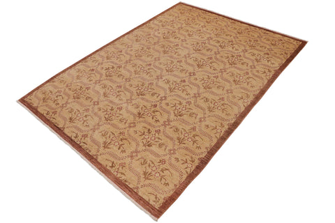 handmade Transitional Kafkaz Tan Brown Hand Knotted RECTANGLE 100% WOOL area rug 9' x 12'
