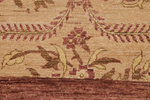 handmade Transitional Kafkaz Tan Brown Hand Knotted RECTANGLE 100% WOOL area rug 9' x 12'