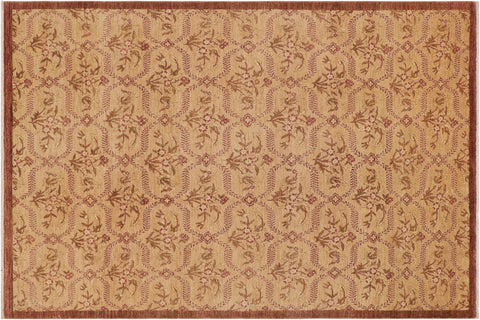 handmade Transitional Kafkaz Tan Brown Hand Knotted RECTANGLE 100% WOOL area rug 9' x 12'
