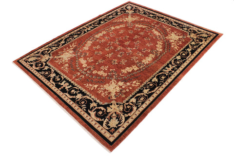 handmade Traditional Kafkaz Rust Black Hand Knotted RECTANGLE 100% WOOL area rug 9x12