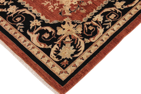 handmade Traditional Kafkaz Rust Black Hand Knotted RECTANGLE 100% WOOL area rug 9x12
