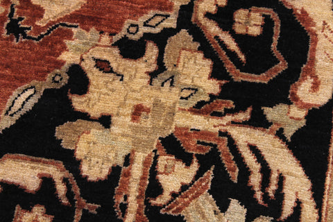 handmade Traditional Kafkaz Rust Black Hand Knotted RECTANGLE 100% WOOL area rug 9x12